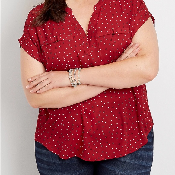 Maurices | Tops | Maurices Red Polka Dot Blouse | Poshmark